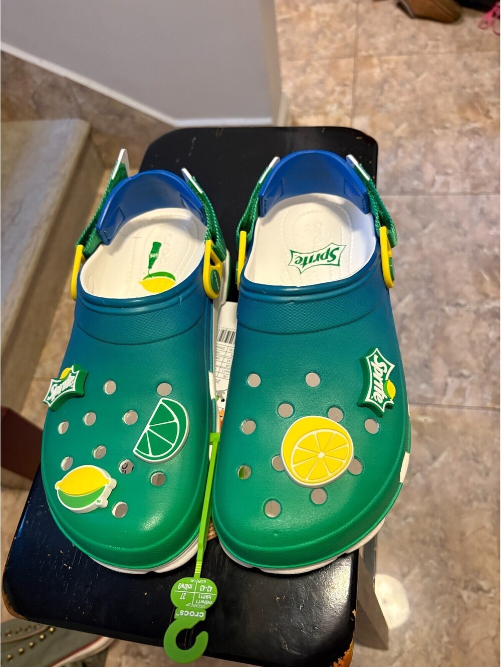 Crocs x Sprite All Terrain Clogs Comfort Sandals Green/Blue Men's Size 9 / W 11